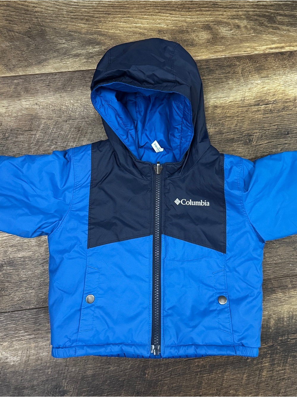 Columbia 6-12 month Navy and Bright Blue Reversible Hooded Jacket